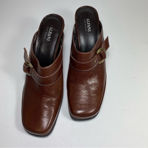 𝅺ALFANI Step N Flex Brown Leather Slip On Mule With Side Detail Size 7.5 - Picture 6 of 9